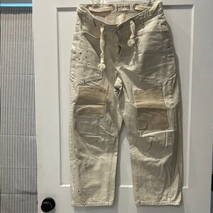 We The Free Beige Patchwork Wide Leg Pants